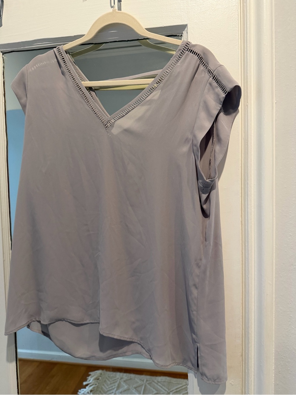 Grey V-Neck Women's Top